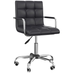 HOMCOM Modern Tufted PU Leather Midback Home Office Chair with Lumbar Support, Black