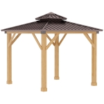 Outsunny 10' x 10' Hardtop Gazebo Patio Canopy Shelter Outdoor w/ Steel Double Tier Roof