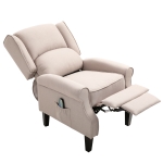 HOMCOM Wingback Heated Vibrating Accent Sofa Vintage Upholstered Massage Recliner Chair Push-back with Remote Controller, Beige