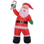 HOMCOM 8' H Christmas Holiday Yard Inflatable Outdoor Light Up LED Decoration Smiling Santa with Candy Cane