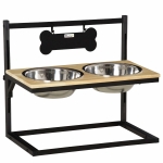 PawHut Elevated Dog Bowl Pet Feeder with Stainless Steel Bowls, Adjustable Platform