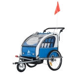 Aosom Elite 360 Swivel Double Child Two-Wheel Bicycle Cargo Trailer With 2 Security Harnesses, Blue