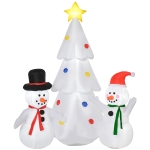 HOMCOM 6ft Christmas Inflatable Snowmen with Christmas Tree, Outdoor Blow-Up Yard Decoration with LED Lights Display