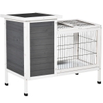 PawHut 36" Raised Outdoor Weatherproof Wooden Rabbit Hutch Bunny Cage with Enclosed Run