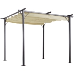 Outsunny 10' Outdoor Patio Classic Pergola Gazebo with Retractable Canopy Cover and Steel Frame