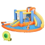 Outsunny 5-in-1 Kids Inflatable Bounce House Jumping Castle with Water Pool, Slide, Climbing Walls & 2 Water Guns