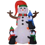HOMCOM 6' Christmas Holiday Yard Inflatable Outdoor Light Up LED Xmas Decoration 3 Penguins Building Snowman
