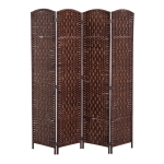 HOMCOM 6' Tall Wicker Weave 4 Panel Room Divider Wall Divider, Brown