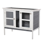PawHut Rabbit Hutch Elevated with Slide-Out Tray & Openable Top 40" x 22" x 34", Grey