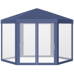 Outsunny Outdoor Cathedral Style Roof Party Gazebo with Mesh Walls - Blue