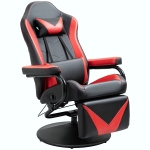 HOMCOM Gaming Recliner, Racing Style Video Gaming Chair with Adjustable Backrest and Footrest, High Back 360 Degree Swivel Computer Chair with Lumbar Support and Headrest, Red