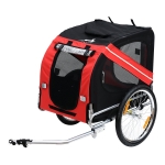 Aosom Elite Pet Dog Bike Trailer with Red Safety Flag / Type 'A' Hitch and Leash Hook - Red / Black