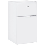 HOMCOM Double Door Mini Fridge with Freezer, 3.2Cu.Ft Compact Refrigerator with Adjustable Shelf, Adjustable Thermostat and Reversible Door for Bedroom, Dorm, Home Office, White
