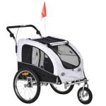 Aosom Elite II 2-In-1 Pet Dog Bike Trailer and Stroller with Suspension and Storage Pockets - White