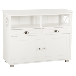 HOMCOM Sideboard Buffet Cabinet with Storage Drawers, Large Tabletop and Crossbar Side Design, White