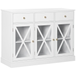 HOMCOM Farmhouse Style Kitchen Sideboard Serving Buffet Storage Cabinet w/ 3 Drawers