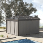 Outsunny 10' x 10' Universal Gazebo Sidewall Set with 4 Panels, Hooks/C-Rings Included for Pergolas & Cabanas, Light Grey