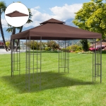 Outsunny 9.84'x9.84' Square 2 Tier Gazebo Canopy Replacement Water-resistant UV Protected Coffee