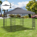 Outsunny 9.8' x 9.8' Square 2-Tier Gazebo Canopy Replacement Top Cover Outdoor Garden Sun Shade, Dark Grey