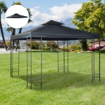 Outsunny 9.8' x 9.8' Square 2-Tier Gazebo Canopy Replacement Top Cover Outdoor Garden Sun Shade, Dark Grey
