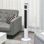 HOMCOM Freestanding Tower Fan Cooling for Home Bedroom with Oscillating, 3 Speed, 12h Timer, LED Sensor Panel, Remote Controller, White
