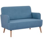 HOMCOM 48" Loveseat Sofa, Modern Love Seats Furniture, Upholstered Small Couch for Small Spaces, Blue