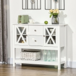 HOMCOM Modern Sideboard, Glass Door Buffet Cabinet with Storage Drawers, and Adjustable Shelves, Console Table for Living Room, Kitchen, Entryway, White