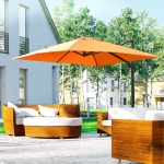 Outsunny 9.8x9.8ft Cantilever Umbrella Rotatable Square Top Market Parasol with 4 Adjustable Angle for Backyard Patio Outdoor Area Orange