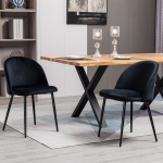 HOMCOM Set of 2 Modern Dining Chairs, Mid-Back Velvet-touch Upholstery Side Chair Table Chair for Living Room Dining Room, Black