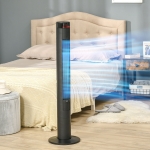 HOMCOM Freestanding Tower Fan Cooling for Home Bedroom with 3 Speed, 12h Timer, Oscillating, LED Panel, Remote Controller, Black