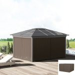 Outsunny 10' x 10' Universal Gazebo Sidewall Set with 4 Panels, Hooks/C-Rings Included for Pergolas & Cabanas, Brown