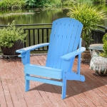 Outsunny Classic Adirondack Chair, Muskoka Chairs, Garden Deck Chair with Cup Holder for Patio, Indoor, Backyard, Blue