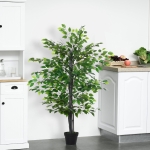 Outsunny 57'' Artificial Banyan Plant Faux Decorative Tree w/ Cement Pot Vibrant Greenery Shrubbery Indoor Outdoor Business Accessory