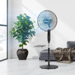 HOMCOM Standing Floor Fan with Remote Control, Stand Up Cooling Fan, Tall Pedestal Electric Fan for Bedroom, Black