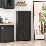 HOMCOM 4-Door Storage Cabinet Multi-Storey Large Space Pantry w/ Adjustable Shelves Black