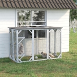 PawHut Cat Cage Indoor Outdoor Wooden Enclosure Pet House Small Animal Cage Hutch Suitable for Rabbit, Dogs, Kitten, Crate Kennel with Waterproof Roof, Multi-Level Platforms, Lock, Grey
