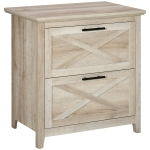 HOMCOM Retro Wooden 2-Drawer Lateral File Chest Cabinet Pedestal for Document Storage with Hanging Bar for Letter/Legal Size, White Oak