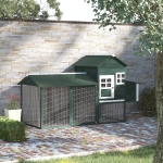PawHut 84" Chicken Coop Wooden Hen House Rabbit Hutch Poultry Cage Pen Outdoor Backyard with Nesting Box and Run, Green