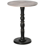 HOMCOM Pedestal Side Table with Round Tabletop, Rustic End Table with Solid Wood Leg for Living Room, Bedroom, Light Grey/Black
