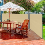Outsunny Patio Retractable Double Side Awning, Folding Privacy Screen Fence, Privacy Wall Corner Divider, Garden Outdoor Sun Shade Wind Screen, Indoor Room Divider, Awning Fence, Beige