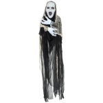 Outsunny 60" Outdoor Halloween Decoration - Hanging Ghost Stretching Out Arms with Sound and Motion Activated, Light Up Hands, Spooky Scream, Thunder and Lightning Sounds