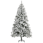 HOMCOM 7.5' Tall Unlit Snow Flocked Pine Artificial Christmas Tree with Realistic Branches, Green