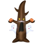 Outsunny 5ft Inflatable Halloween Ghost Tree with Smiling Ghost and Fierce Pumpkins, Blow-Up Outdoor LED Display
