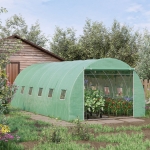 Outsunny 19.7' x 9.8' x 6.6' Large Walk-in Greenhouse Garden Plant Seed Growing Tent Tunnel Shed with Windows and Door Green