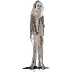 Outsunny 72" Life Size Outdoor Halloween Decorations - Skeleton Witch, Sound and Motion Activated Animated Prop Animatronic Décor with Light Up Eyes, Spooky Sound