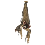 Outsunny 36" Life Size Outdoor Halloween Decoration - Hanging Bat Opening Month, Animated Prop with Sound and Motion Activated, Light Up Eyes, Spooky Sound and Laughter