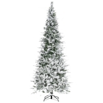 HOMCOM 9ft Snow Flocked Pine Artificial Christmas Tree Xmas Tree with 1159 Realistic Branches, Auto Open and Steel Base, Green