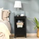 HOMCOM Side Table, Modern Coffee End Table with Drawer and Shelf, Nightstand for Bedroom, Living Room, Black