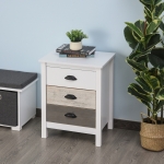 HOMCOM Accent Table Storage Cabinet with 3 Drawers Wooden Bedside Table Night Stand, Home Furniture