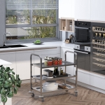 HOMCOM 33" 3-Tier Kitchen Trolley Medical Treatment Laboratory Equipment Carts, Stainless Steel Rolling Kitchen Island, Wheeled Storage Utility Serving Cart, 330LBS Heavy Gauge